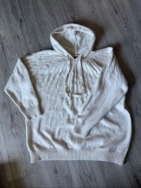 Lane Bryant Cream Cable-Knit Hooded Sweater
